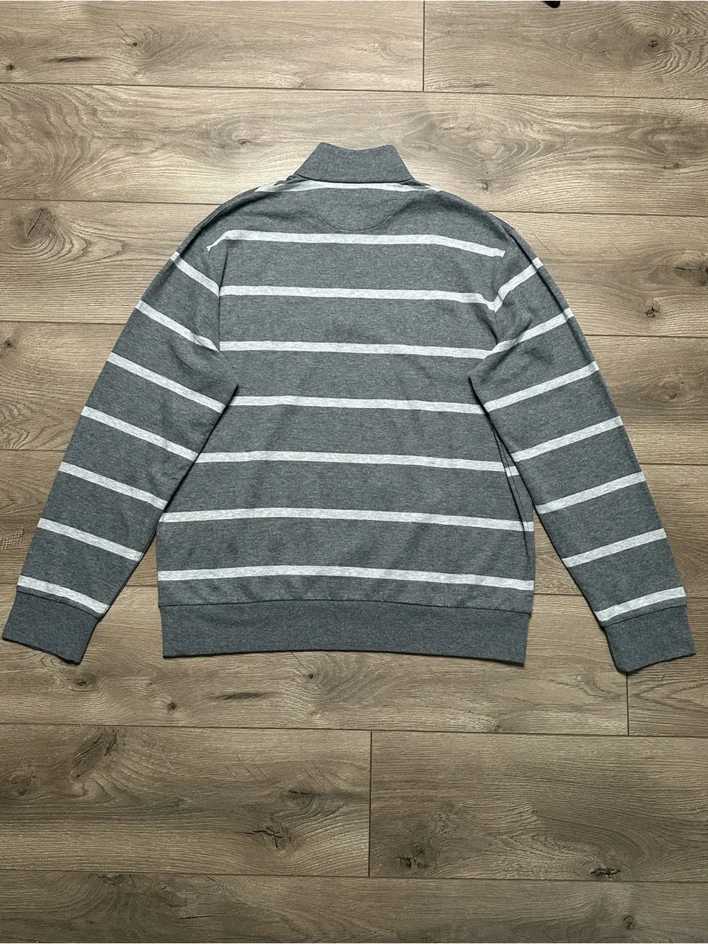 Polo Ralph Lauren 1/4 Zip Long Sleeve Pullover Top Gray Stripe Size Large